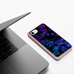 Чехол iPhone 7/8 матовый Неоновые формулы, цвет: 3D-светло-розовый — фото 2