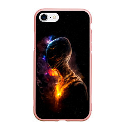 Чехол iPhone 7/8 матовый Инопланетянин в космическом пространстве, цвет: 3D-светло-розовый