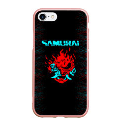 Чехол iPhone 7/8 матовый Сyberpunk 2077 samurai neon, цвет: 3D-светло-розовый