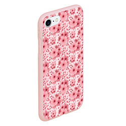 Чехол iPhone 7/8 матовый Розовые цветы узор, цвет: 3D-светло-розовый — фото 2