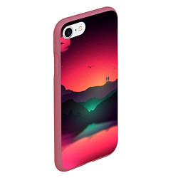 Чехол iPhone 7/8 матовый Неоновая природа, цвет: 3D-малиновый — фото 2