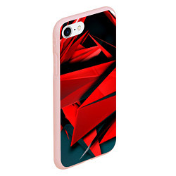 Чехол iPhone 7/8 матовый Острые осколки красные, цвет: 3D-светло-розовый — фото 2