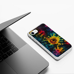Чехол iPhone 7/8 матовый Тай дай на темном фоне: арт нейросети, цвет: 3D-белый — фото 2