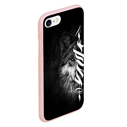 Чехол iPhone 7/8 матовый Волк с узором, цвет: 3D-светло-розовый — фото 2