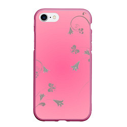 Чехол iPhone 7/8 матовый Весенние узорные цветы, цвет: 3D-малиновый