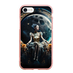 Чехол iPhone 7/8 матовый Лунная принцесса - нейросеть, цвет: 3D-светло-розовый