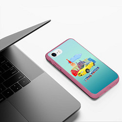 Чехол iPhone 7/8 матовый Люблю все с России, цвет: 3D-малиновый — фото 2