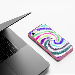 Чехол iPhone 7/8 матовый Тай-дай разноцветный, цвет: 3D-малиновый — фото 2