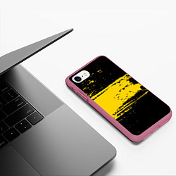 Чехол iPhone 7/8 матовый Желтое граффити, цвет: 3D-малиновый — фото 2