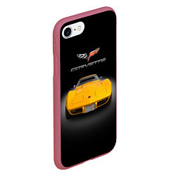 Чехол iPhone 7/8 матовый Американский маслкар Chevrolet Corvette Stingray, цвет: 3D-малиновый — фото 2