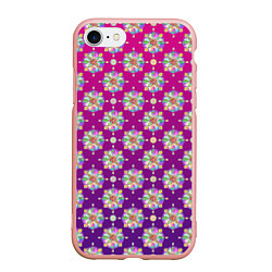 Чехол iPhone 7/8 матовый Абстрактные разноцветные узоры на пурпурно-фиолето, цвет: 3D-светло-розовый