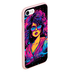 Чехол iPhone 7/8 матовый Lady - retrowave style, цвет: 3D-светло-розовый — фото 2