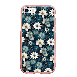 Чехол iPhone 7/8 матовый Узор из весенних цветочков, цвет: 3D-светло-розовый