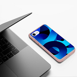 Чехол iPhone 7/8 матовый Синие линии в виде узоров, цвет: 3D-светло-розовый — фото 2
