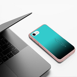 Чехол iPhone 7/8 матовый Силуэт лисы на градиентном фоне, цвет: 3D-светло-розовый — фото 2