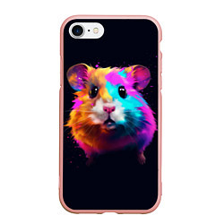 Чехол iPhone 7/8 матовый Хомяк в неоновых красках, цвет: 3D-светло-розовый