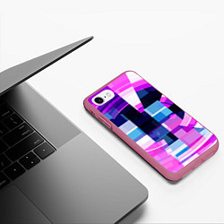 Чехол iPhone 7/8 матовый Розовые фигуры и глитчи, цвет: 3D-малиновый — фото 2