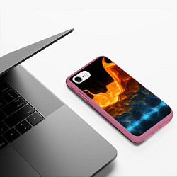 Чехол iPhone 7/8 матовый Лава и вода, цвет: 3D-малиновый — фото 2