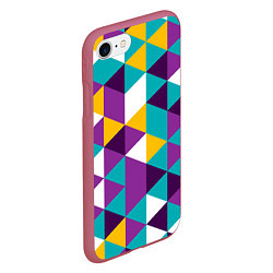 Чехол iPhone 7/8 матовый Разноцветный ромбический паттерн, цвет: 3D-малиновый — фото 2