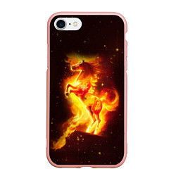 Чехол iPhone 7/8 матовый Пылающий фантастический конь, цвет: 3D-светло-розовый