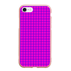 Чехол iPhone 7/8 матовый Малиновый неоновый клетчатый узор, цвет: 3D-светло-розовый