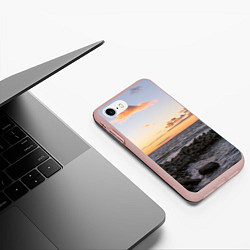 Чехол iPhone 7/8 матовый Закат солнца на Финском заливе, цвет: 3D-светло-розовый — фото 2