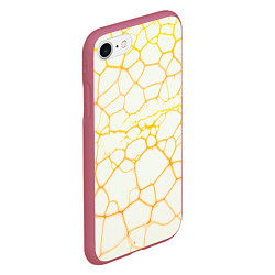 Чехол iPhone 7/8 матовый Жёлтые разломы, цвет: 3D-малиновый — фото 2