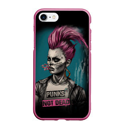 Чехол iPhone 7/8 матовый Punks no dead girl, цвет: 3D-малиновый