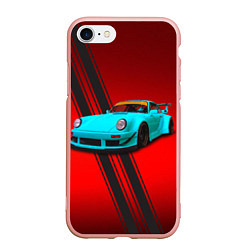 Чехол iPhone 7/8 матовый Немецкий спортивный автомобиль Porsche 911, цвет: 3D-светло-розовый