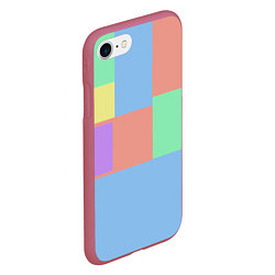 Чехол iPhone 7/8 матовый Разноцветные квадраты и прямоугольники, цвет: 3D-малиновый — фото 2