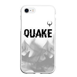 Чехол iPhone 7/8 матовый Quake glitch на светлом фоне: символ сверху, цвет: 3D-белый