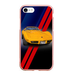 Чехол iPhone 7/8 матовый Классический спорткар Chevrolet Corvette Stingray, цвет: 3D-светло-розовый