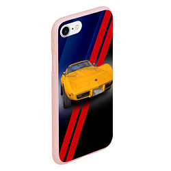 Чехол iPhone 7/8 матовый Классический спорткар Chevrolet Corvette Stingray, цвет: 3D-светло-розовый — фото 2