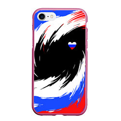 Чехол iPhone 7/8 матовый Сердечко Россия - мазки кисти, цвет: 3D-малиновый