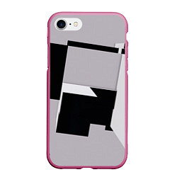 Чехол iPhone 7/8 матовый Белые и чёрные кубы в геометрии, цвет: 3D-малиновый