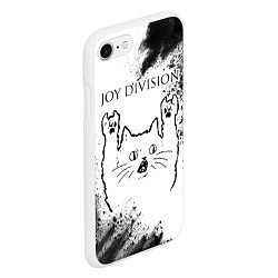 Чехол iPhone 7/8 матовый Joy Division рок кот на светлом фоне, цвет: 3D-белый — фото 2
