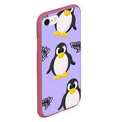 Чехол iPhone 7/8 матовый Пингвин и веточка, цвет: 3D-малиновый — фото 2