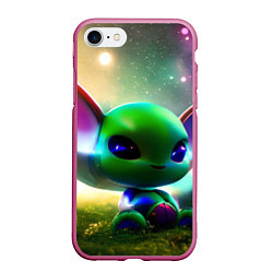 Чехол iPhone 7/8 матовый Крошка инопланетянин, цвет: 3D-малиновый