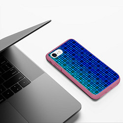 Чехол iPhone 7/8 матовый Сине-зеленый геометрический узор, цвет: 3D-малиновый — фото 2