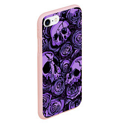 Чехол iPhone 7/8 матовый Узор Розы и Черепа, цвет: 3D-светло-розовый — фото 2