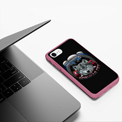 Чехол iPhone 7/8 матовый Спецназ ГРУ - разведчик, цвет: 3D-малиновый — фото 2