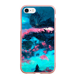 Чехол iPhone 7/8 матовый Ghost of Tsushima dragon, цвет: 3D-светло-розовый