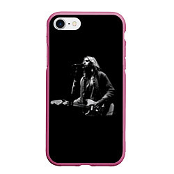Чехол iPhone 7/8 матовый Курт Кобейн с гитарой, цвет: 3D-малиновый