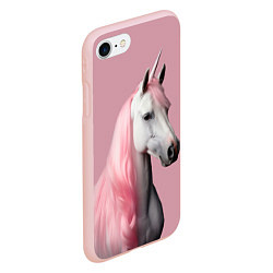 Чехол iPhone 7/8 матовый Единорог розовая грива, цвет: 3D-светло-розовый — фото 2