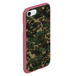 Чехол iPhone 7/8 матовый Зелено - коричневый камуфляж, цвет: 3D-малиновый — фото 2