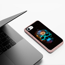 Чехол iPhone 7/8 матовый Космический череп - нейронная сеть, цвет: 3D-светло-розовый — фото 2