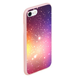 Чехол iPhone 7/8 матовый Желто фиолетовое свечение и звезды, цвет: 3D-светло-розовый — фото 2