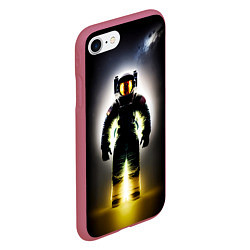 Чехол iPhone 7/8 матовый Неоновый космонавт - нейросеть, цвет: 3D-малиновый — фото 2