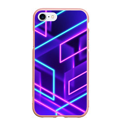 Чехол iPhone 7/8 матовый Светящиеся разноцветные полосы, цвет: 3D-светло-розовый