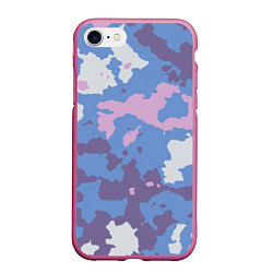 Чехол iPhone 7/8 матовый Синий камуфляж, цвет: 3D-малиновый